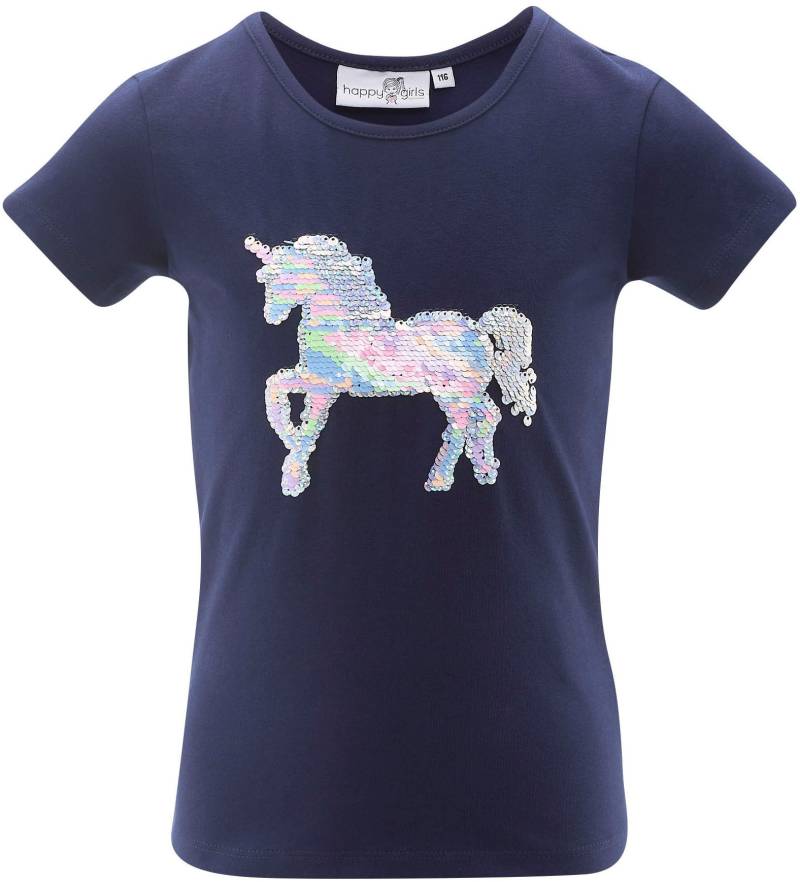 happy girls T-Shirt, mit hochwertigem Pailletten-Einhorn-Motiv von Happy Girls