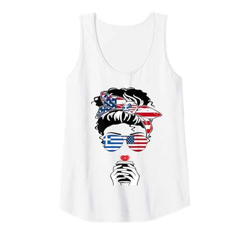 Damen Griechische Amerikanische Kaffee Mama Mädchen Schwester Tante Griechenland USA Flagge Tank Top Damen Griechische Amerikanische Kaffee Mama Mädchen Schwester Tante Griechenland USA Flagge Tank Top von Happy Greek American Heritage Month Greek Pride