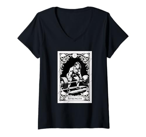 Damen Weibliches Fitnessstudio, Fitness, Tarot, Bodybuilding, Workout, Motivation T-Shirt mit V-Ausschnitt Damen Weibliches Fitnessstudio, Fitness, Tarot, Bodybuilding, Workout, Motivation T-Shirt mit V-Ausschnitt von Happy Gym Ladies Power Fitness Designs