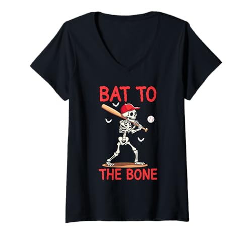 Damen Happy Halloween Baseball Gruselfänger Trick Or Treat T-Shirt mit V-Ausschnitt Damen Happy Halloween Baseball Gruselfänger Trick Or Treat T-Shirt mit V-Ausschnitt von Happy Halloween Baseball Trick Or Treat Spooky