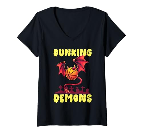 Damen Frohes Halloween-Basketballspiel Hooper Trick Or Treat T-Shirt mit V-Ausschnitt Damen Frohes Halloween-Basketballspiel Hooper Trick Or Treat T-Shirt mit V-Ausschnitt von Happy Halloween Basketball Trick Or Treat Spooky
