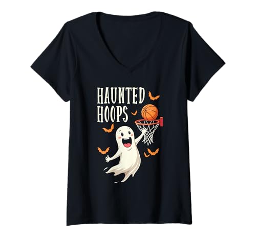 Damen Frohes Halloween-Basketballspiel Hooper Trick Or Treat T-Shirt mit V-Ausschnitt Damen Frohes Halloween-Basketballspiel Hooper Trick Or Treat T-Shirt mit V-Ausschnitt von Happy Halloween Basketball Trick Or Treat Spooky