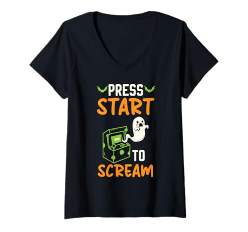 Damen Happy Halloween Gamer Videospielspieler Trick Or Treat T-Shirt mit V-Ausschnitt Damen Happy Halloween Gamer Videospielspieler Trick Or Treat T-Shirt mit V-Ausschnitt von Happy Halloween Gamer Trick Or Treat Video Game