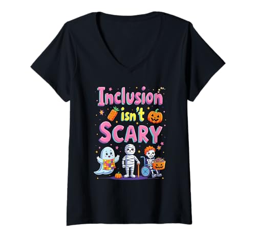 Damen Fröhliches Halloween Inklusion Speed Teacher Süßes oder Saures T-Shirt mit V-Ausschnitt Damen Fröhliches Halloween Inklusion Speed Teacher Süßes oder Saures T-Shirt mit V-Ausschnitt von Happy Halloween Inclusion Sped Teacher