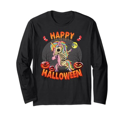 Dab Skelett Einhorn Halloween Kostüm Kinder Unicorn Zombie Langarmshirt Dab Skelett Einhorn Halloween Kostüm Kinder Unicorn Zombie Langarmshirt von Happy Halloween Kostüm Mädchen & Damen Einhorn
