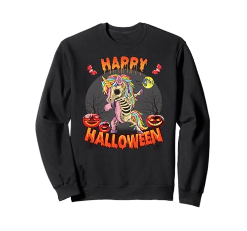 Dab Skelett Einhorn Halloween Kostüm Kinder Unicorn Zombie Sweatshirt von Happy Halloween Kostüm Mädchen & Damen Einhorn