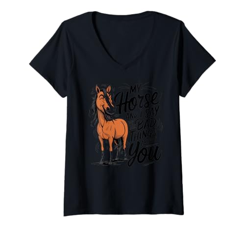 Damen Lustiges Pferd Mein Pferd und ich sarkastischer Humor Pferd Reitsport T-Shirt mit V-Ausschnitt Damen Lustiges Pferd Mein Pferd und ich sarkastischer Humor Pferd Reitsport T-Shirt mit V-Ausschnitt von Happy Horses