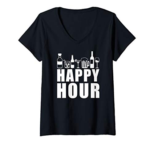 Damen Happy Hour T-Shirt mit V-Ausschnitt Damen Happy Hour T-Shirt mit V-Ausschnitt von Happy Hour Geschenke