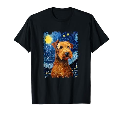 Irish Terrier Hund Sternennacht Malerei Hund Mama Papa T-Shirt Irish Terrier Hund Sternennacht Malerei Hund Mama Papa T-Shirt von Happy Irish Terrier Love
