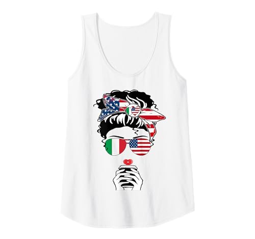 Damen Italienische amerikanische Kaffeetasse Mama Mädchen Schwester Tante Italien USA Flagge Tank Top Damen Italienische amerikanische Kaffeetasse Mama Mädchen Schwester Tante Italien USA Flagge Tank Top von Happy Italian-American Heritage And Culture Month