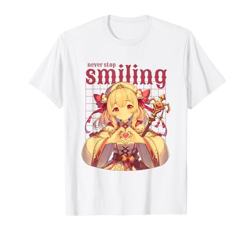Never Stop Smiling – Niedliche Anime-Girl-Figur, japanische Kunst T-Shirt Never Stop Smiling – Niedliche Anime-Girl-Figur, japanische Kunst T-Shirt von Happy Kawaii