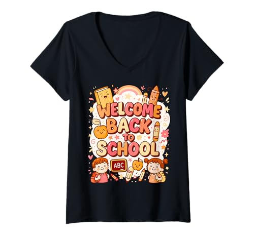 Damen Farbenfrohe Schulstimmung - lustiges Lerndesign für alle T-Shirt mit V-Ausschnitt Damen Farbenfrohe Schulstimmung - lustiges Lerndesign für alle T-Shirt mit V-Ausschnitt von Happy Learning Vibes