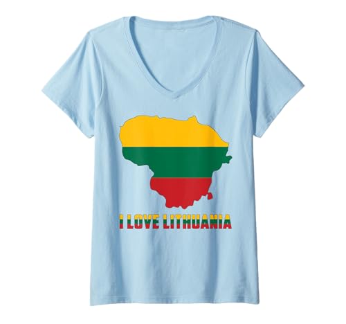 Damen Hello Vilnius I Love Lithuania Map Flag Proud Litauian Mom T-Shirt mit V-Ausschnitt Damen Hello Vilnius I Love Lithuania Map Flag Proud Litauian Mom T-Shirt mit V-Ausschnitt von Happy Lithuania Independence Restoration Day