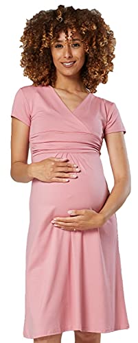 HAPPY MAMA Boutique Damen Viskosejersey Umstandskleid Schwangerschafts Kleid Kurzarm 108p (Altrosa, 38, M) von HAPPY MAMA