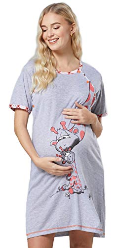 HAPPY MAMA. Damen Umstands-Nachthemd mit Stillfunktion. Stillshirt Kurzarm. 366p (Aprikose, 38, S) von HAPPY MAMA