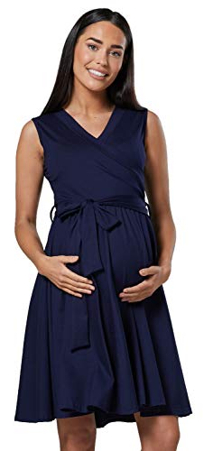 HAPPY MAMA. Damen Umstands Stillkleid Lagendesign V-Ausschnitt Empire-Taille. 078p (Marine, 40, L) von HAPPY MAMA