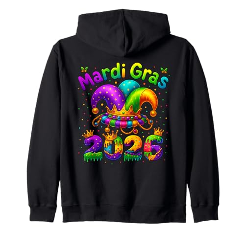 Happy Mardi Gras Karneval Fasching 2026 Narren Männer Frauen Kapuzenjacke von Happy Mardi Gras Carnival 2026 Apparel For Family