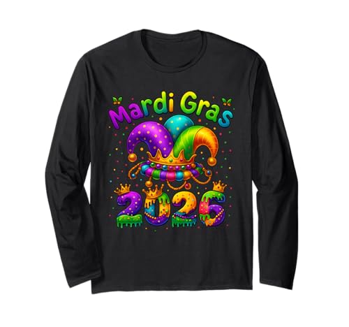 Happy Mardi Gras Karneval Fasching 2026 Narren Männer Frauen Langarmshirt von Happy Mardi Gras Carnival 2026 Apparel For Family