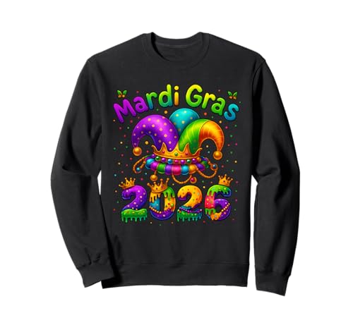Happy Mardi Gras Karneval Fasching 2026 Narren Männer Frauen Sweatshirt von Happy Mardi Gras Carnival 2026 Apparel For Family