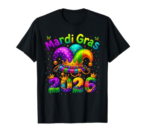 Happy Mardi Gras Karneval Fasching 2026 Narren Männer Frauen T-Shirt von Happy Mardi Gras Carnival 2026 Apparel For Family