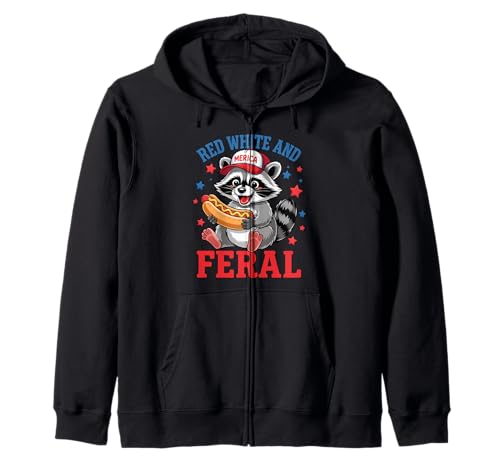 Red White and Feral Funny 4th of Juli Humor Kids America Kapuzenjacke Red White and Feral Funny 4th of Juli Humor Kids America Kapuzenjacke von Happy Memorial Day Raccoon 4th Fourth Of July