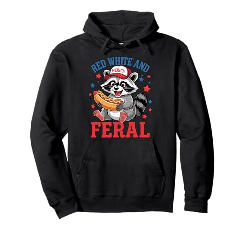 Red White and Feral Funny 4th of Juli Humor Kids America Pullover Hoodie Red White and Feral Funny 4th of Juli Humor Kids America Pullover Hoodie von Happy Memorial Day Raccoon 4th Fourth Of July