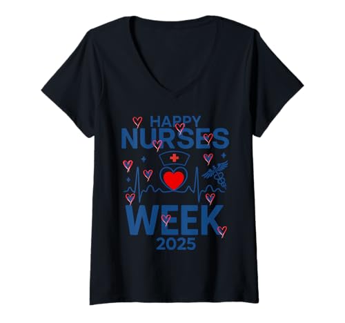 Damen Liebe Krankenschwester, alles Gute zur National Nurses Week 2025 T-Shirt mit V-Ausschnitt Damen Liebe Krankenschwester, alles Gute zur National Nurses Week 2025 T-Shirt mit V-Ausschnitt von Happy National Nurses Appreciation