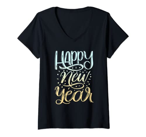 Damen Happy New Year Silvester T-Shirt mit V-Ausschnitt Damen Happy New Year Silvester T-Shirt mit V-Ausschnitt von Happy New Year Aparell