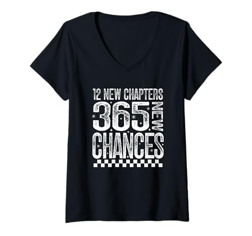Damen 12 Neue Kapitel 365 Neue Chancen Positiv Frohes Neues Jahr 2026 T-Shirt mit V-Ausschnitt Damen 12 Neue Kapitel 365 Neue Chancen Positiv Frohes Neues Jahr 2026 T-Shirt mit V-Ausschnitt von Happy New Year Gift Co.