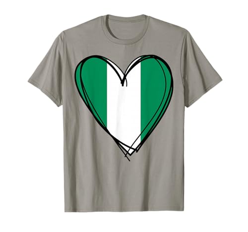 Stolzer nigerianischer Junge Mädchen Schwester Tante Papa Mama Nigeria Flagge Herz T-Shirt Stolzer nigerianischer Junge Mädchen Schwester Tante Papa Mama Nigeria Flagge Herz T-Shirt von Happy Nigeria Independence Day I Love Abuja Tee