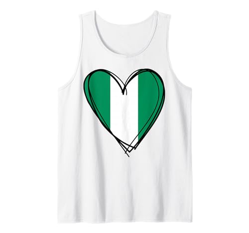 Stolzer nigerianischer Junge Mädchen Schwester Tante Papa Mama Nigeria Flagge Herz Tank Top von Happy Nigeria Independence Day I Love Abuja Tee