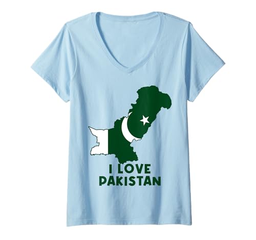 Damen Ich Liebe Islamabad Hello Pakistan Map Flag Proud Pakistani Dad T-Shirt mit V-Ausschnitt Damen Ich Liebe Islamabad Hello Pakistan Map Flag Proud Pakistani Dad T-Shirt mit V-Ausschnitt von Happy Pakistan Independence Day I Love Islamabad