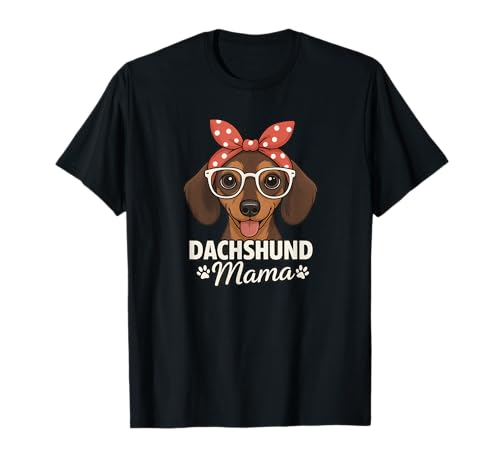 Neu Dachshund Mama, Lustiger Dackel mit Brille und Schleife T-Shirt Neu Dachshund Mama, Lustiger Dackel mit Brille und Schleife T-Shirt von Happy Paws 2025