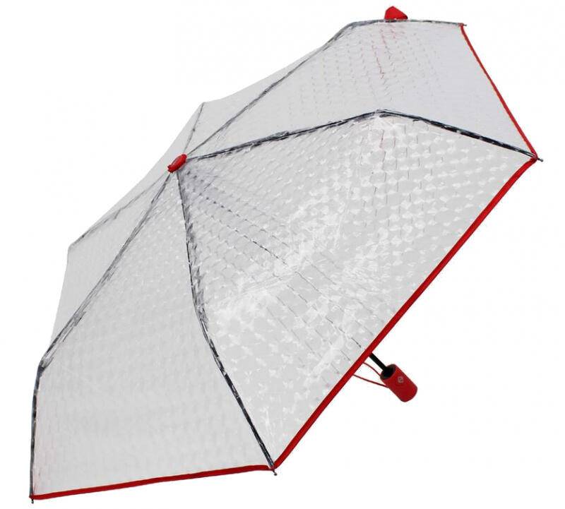 Happy Rain - iX-brella Mini AC Auf/zu-Automatik transparent clear-red Weiß von Happy Rain