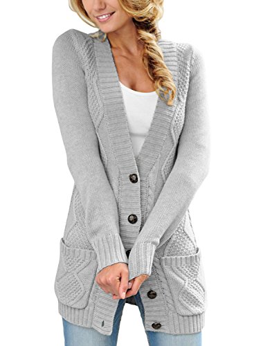 Happy Sailed Damen Langarm Strickjacke Cardigan Strickcardigan mit Knopf S-XXL von Happy Sailed