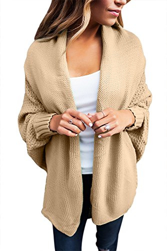 Happy Sailed Damen Strickjacke Langarm Elegant Oversize Cardigan Strickcardigan Einfarbig Strickmantel Coat S-XXL von Happy Sailed