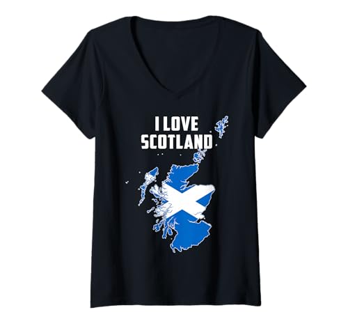Damen Hello Edinburgh I Love Scotland Map Flag Proud Scottish Mama T-Shirt mit V-Ausschnitt von Happy Scotland Nat'l Day Proud To Be Scottish Tee