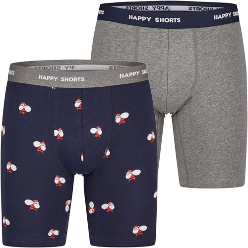 Happy Shorts 2 Jersey Trunk Lang Herren Boxershort Pant Weihnachtsmann, Farbe:Weihnachtsmann - Santa Claus, Grösse:L von Happy Shorts