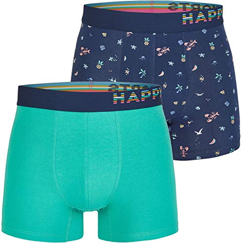 Happy Shorts 2 Pants Jersey Trunk Herren Boxershorts Beach Life, Grösse:L, Präzise Farbe:Design 1 von Happy Shorts