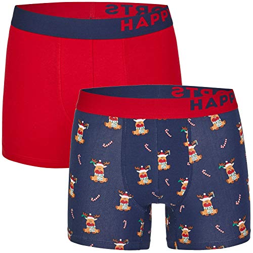 Happy Shorts 2 Pants Jersey Trunk Herren Boxershorts Boxer Motiv Rentier X-Mas Weihnachten, Grösse:XXL, Präzise Farbe:Design 1 von Happy Shorts