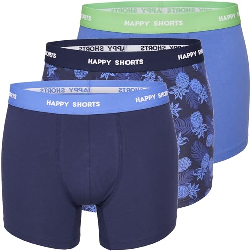 Happy Shorts 3er Pack Boxershorts Pants Boxer Ananas Blau, Farbe:Ananas - Pineapple, Grösse:L von Happy Shorts