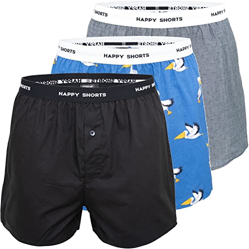 Happy Shorts 3er Pack Herren American Boxer Boxershorts Webboxer Farbwahl S-XXL, Grösse:S, Farbe:Set 2 von Happy Shorts
