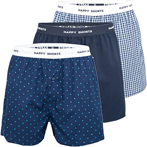 Happy Shorts 3er Pack Herren American Boxer Boxershorts Webboxer Farbwahl S-XXL, Grösse:XXL, Farbe:Set 4 von Happy Shorts