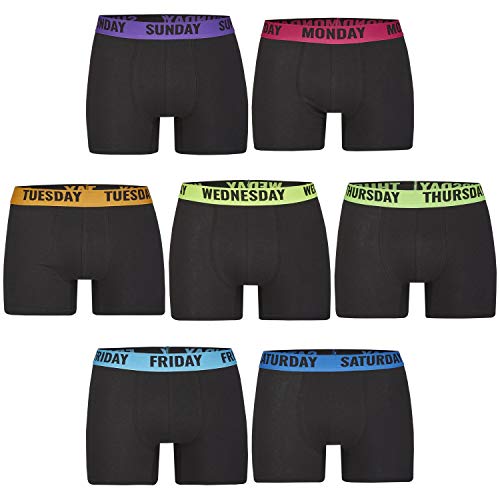 Happy Shorts 7 Stück Jersey Trunk Herren Boxershorts Pants Boxer Weekly Underwear, Grösse:L - 6-52, Farbe:schwarz von Happy Shorts