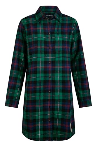 Happy Shorts Damen Nachthemd Sleepshirt Flanell Grün Kariert Knöpfe, Farbe:Grün Kariert - Green Checkered, Grösse:L von Happy Shorts