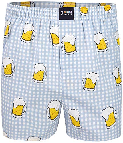 Happy Shorts Herren American Boxer Boxershorts Shorts Webboxer Designs fürs Oktoberfest Lebkuchenherz Brezel und Bier, Grösse:XL - 7-54, Präzise Farbe:Bier von Happy Shorts