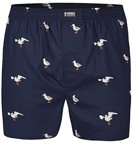 Happy Shorts Herren American Boxer Boxershorts Shorts Webboxer Möwe - sea gul S - M - L - XL, Grösse:XL - 7-54, Präzise Farbe:Möwe - Seagul von Happy Shorts