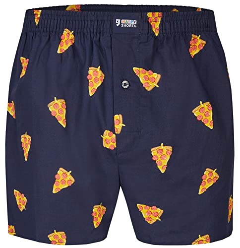 Happy Shorts Herren American Boxer Boxershorts Shorts Webboxer Pizza - Pizza, Grösse:XL, Präzise Farbe:Pizza von Happy Shorts