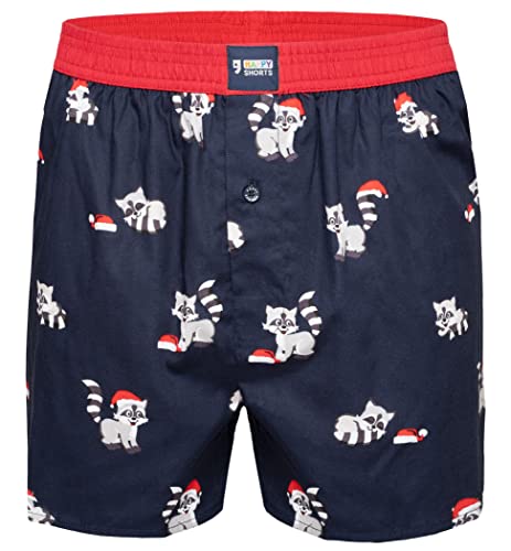 Happy Shorts Herren American Boxer Boxershorts Shorts Webboxer Weihnachten X-Mas Geschenk Waschbär - Raccoon, Farbe:Waschbär - Raccoon, Grösse:S von Happy Shorts