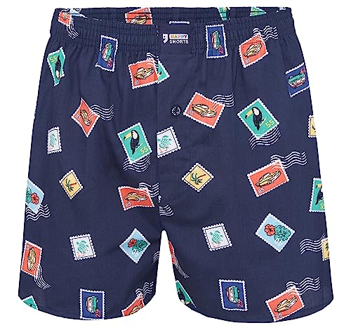 Happy Shorts Herren American Boxer Boxershorts Webboxer Briefmarken, Farbe:Briefmarken - Stamps, Grösse:M von Happy Shorts